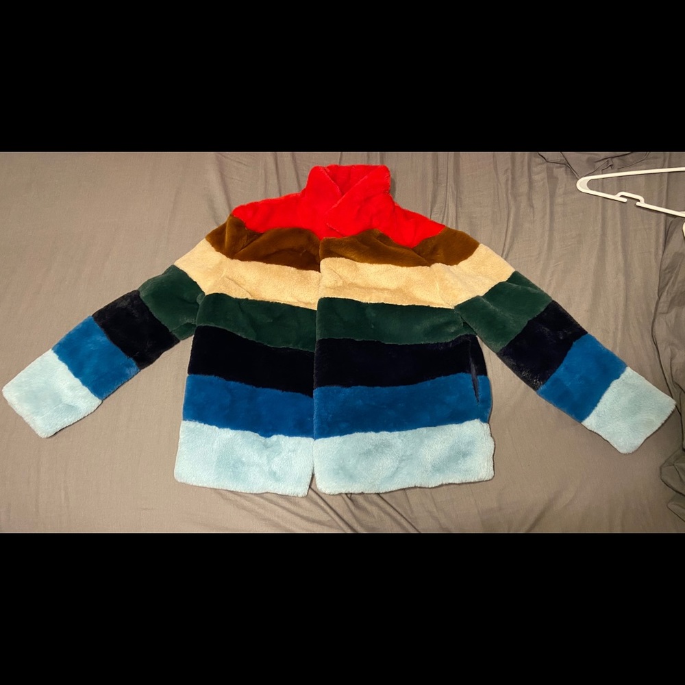 BLANKNYC rainbow pop fur jacket